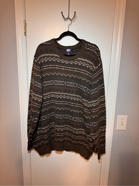 Lands' End Other - Lands' End Men's Brown Crewneck Sweater with Cream & Tan Pattern